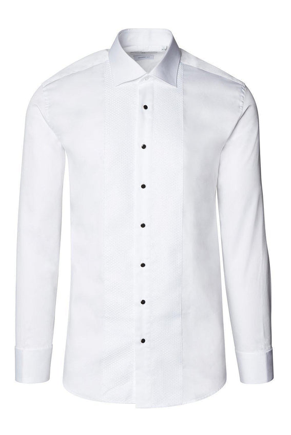 Lurex Paneled Spread Collar Shirt - White White