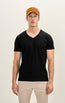 100% Cotton V-Neck T-Shirt - Black