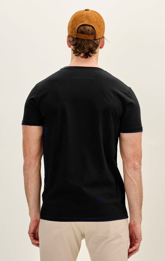 100% Cotton V-Neck T-Shirt - Black