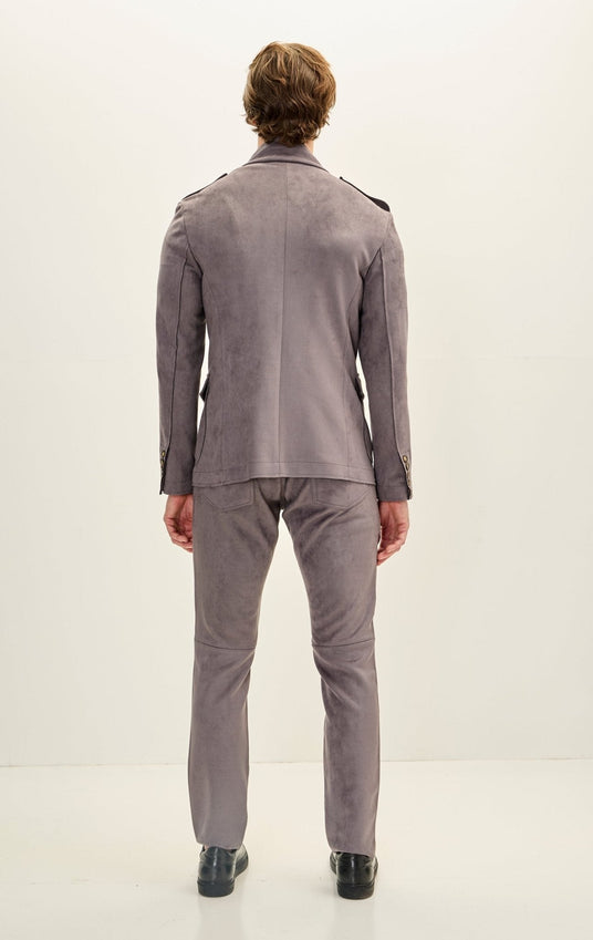 Microsuede Lightweight Safari Jacket - Grey