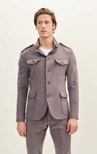 Microsuede Lightweight Safari Jacket - Grey