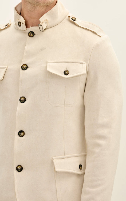 Microsuede Lightweight Safari Jacket - Off White