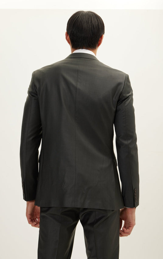 Merino Wool Double Breasted Suit - Charcoal