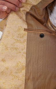 Metallic Foil Shimmer Tuxedo Jacket - Nude Gold