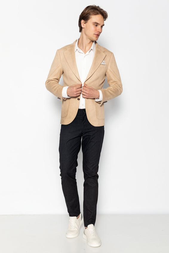 Microfiber Lightweight Notch Lapel Blazer - Off White