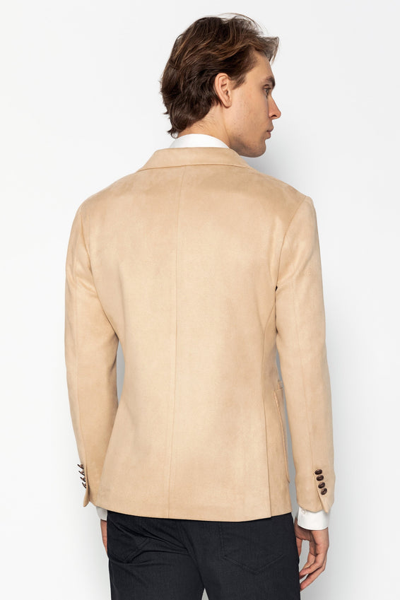 Microfiber Lightweight Notch Lapel Blazer - Off White