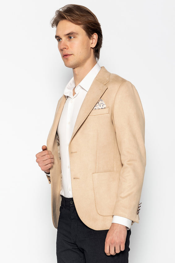 Microfiber Lightweight Notch Lapel Blazer - Off White