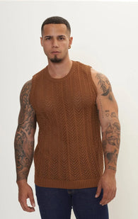 Muscle Fit Tank Top - Light Brown