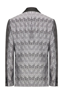 Paisley Shawl Lapel Tuxedo Jacket - Silver
