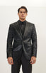 Polka Dot Peak Lapel Italian Velvet Tuxedo Jacket - Black