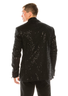 Presley Sequin Appliqué Tuxedo Jacket  - Jet Black