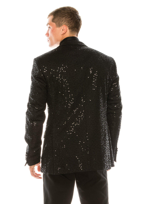 Presley Sequin Appliqué Tuxedo Jacket  - Jet Black
