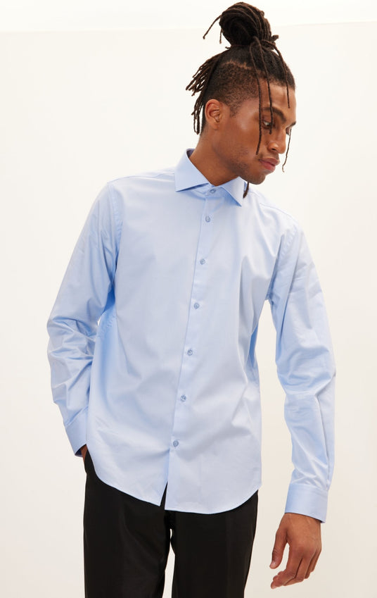 Pure Cotton Dress Shirt - Blue