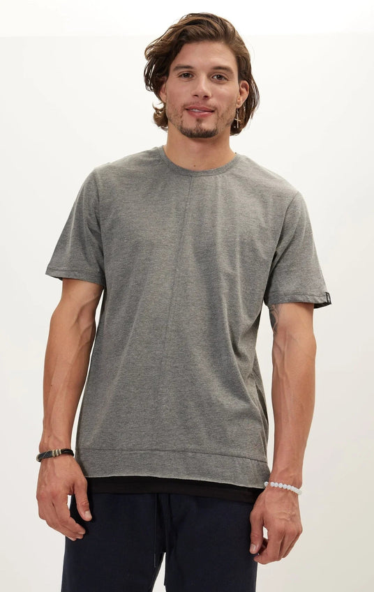 Pure Cotton Scoop Neck Tee - Anthracite Melange
