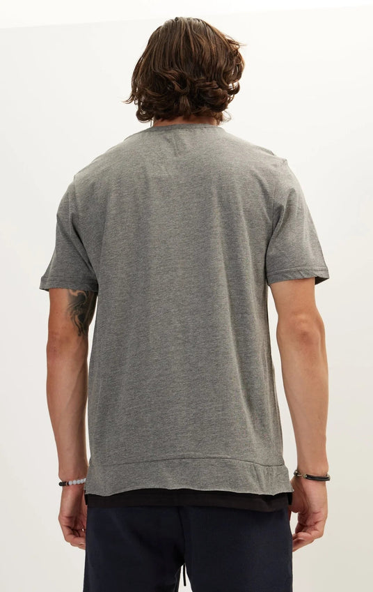 Pure Cotton Scoop Neck Tee - Anthracite Melange