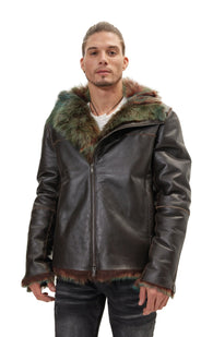 Reversible Toscana Shearling Genuine Leather Jacket - Dark Brown
