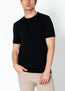 Ribbed Crew-Neck Fitted T-shirt - Black