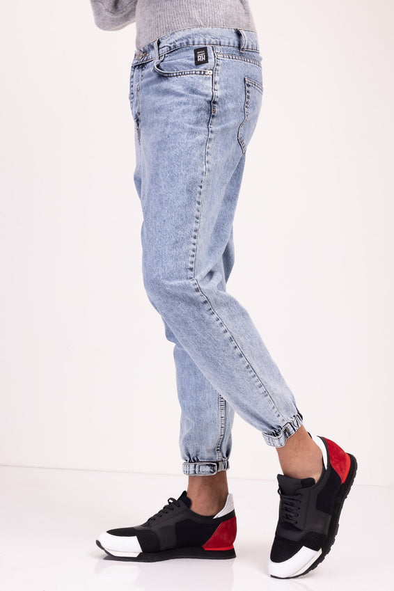 S Denim Jogger - White Blue