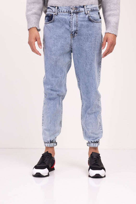 S Denim Jogger - White Blue