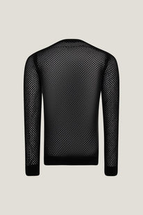 See Through Fishnet Muscle Fit Shirt - Black