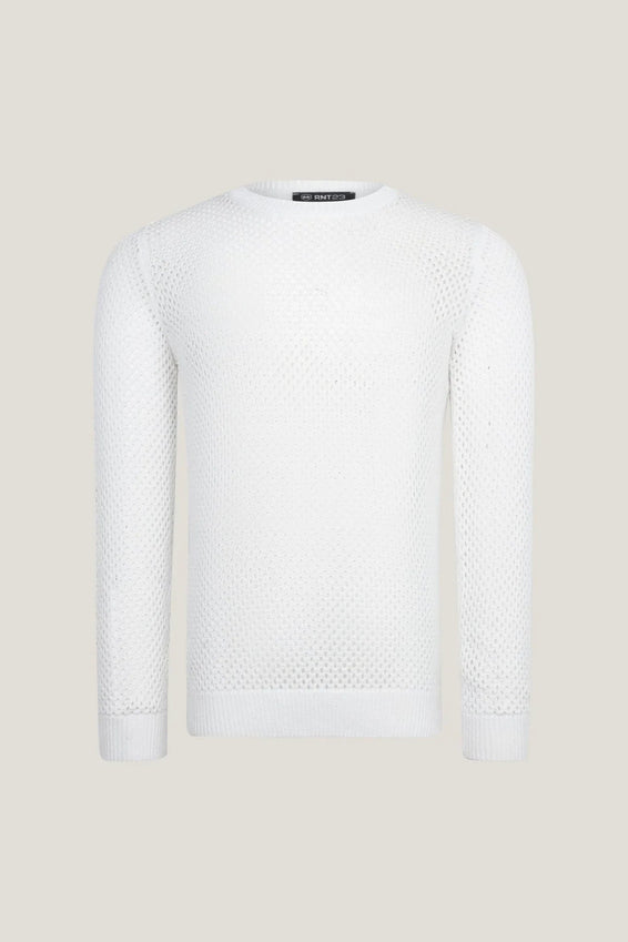 See Through Fishnet Muscle Fit Shirt - Off White