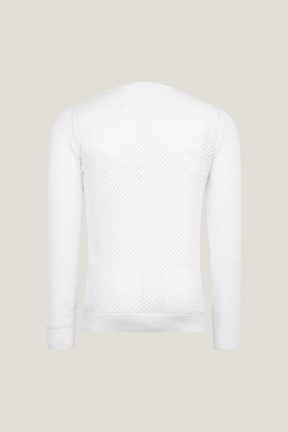 See Through Fishnet Muscle Fit Shirt - Off White