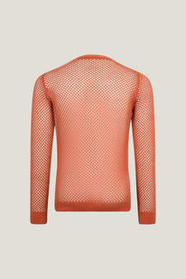 See Through Fishnet Muscle Fit Shirt - Tile