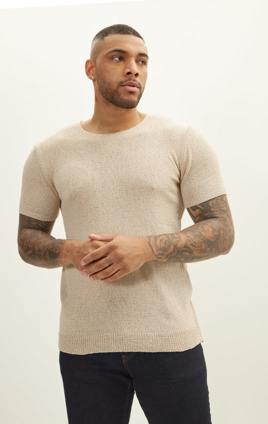 Short Sleeve Sweater - Beige