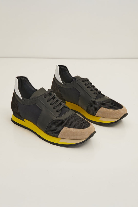 Skyscraper Runner Sneaker 2 Genuine Leather - Black Yellow