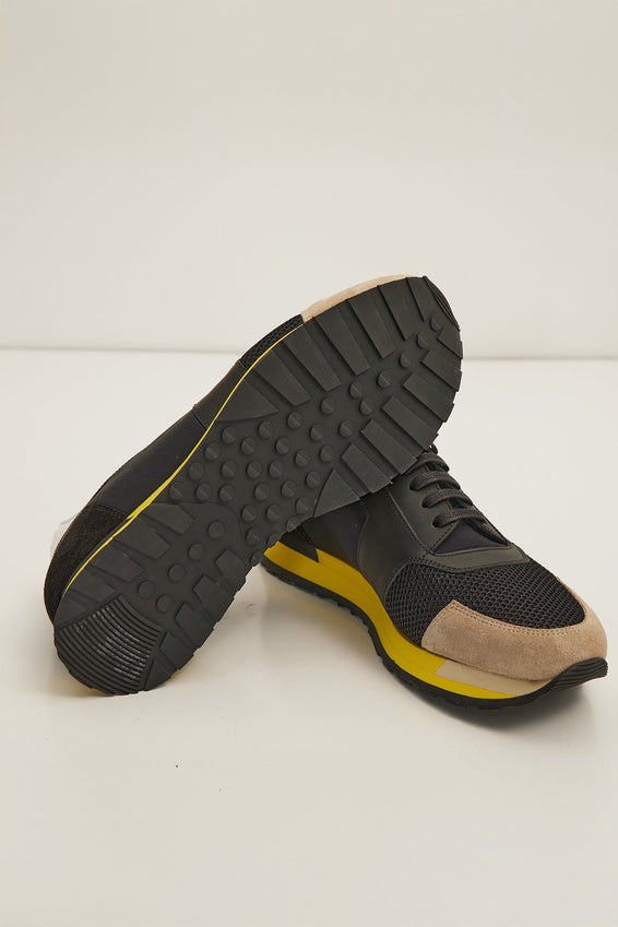 Skyscraper Runner Sneaker 2 Genuine Leather - Black Yellow