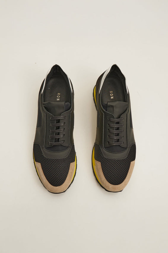 Skyscraper Runner Sneaker 2 Genuine Leather - Black Yellow