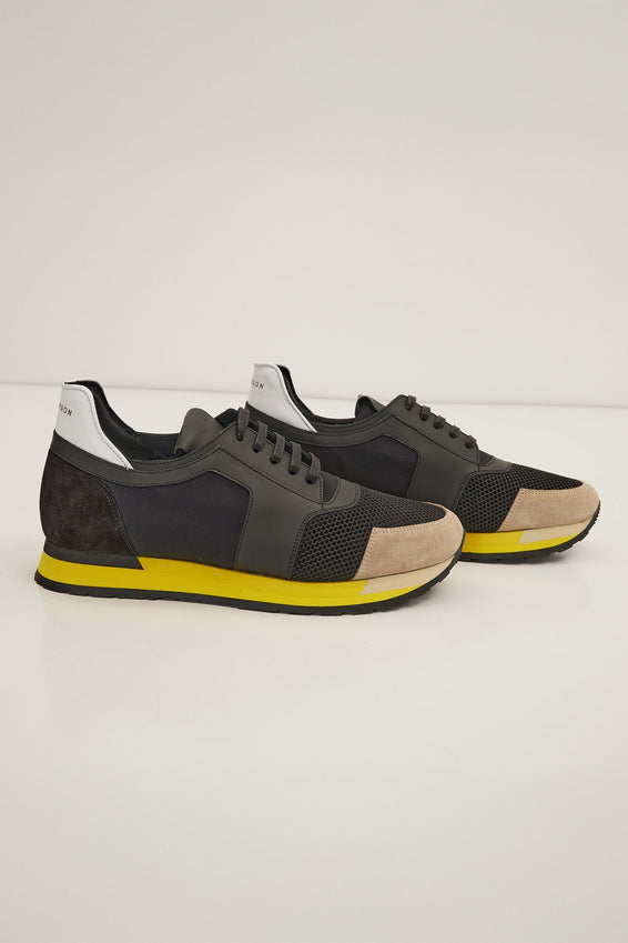 Skyscraper Runner Sneaker 2 Genuine Leather - Black Yellow