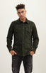 Genuine Suede Leather Fitted Shirt - Khaki