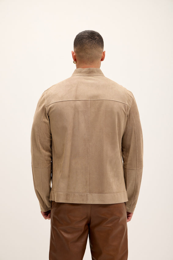 Vanguard Reversible Perforated Suede & Leather Jacket - Beige/Brown