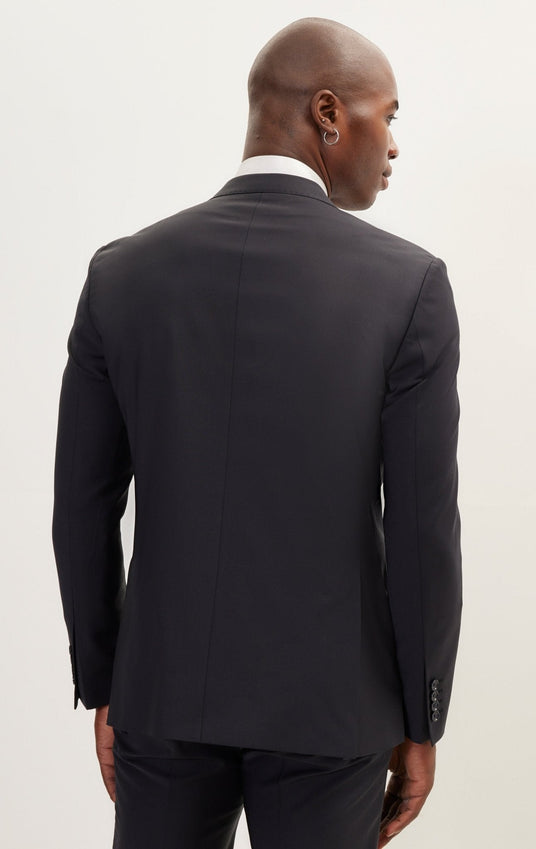 Super 120S Merino Wool Double Breasted Suit - Cobalt Black