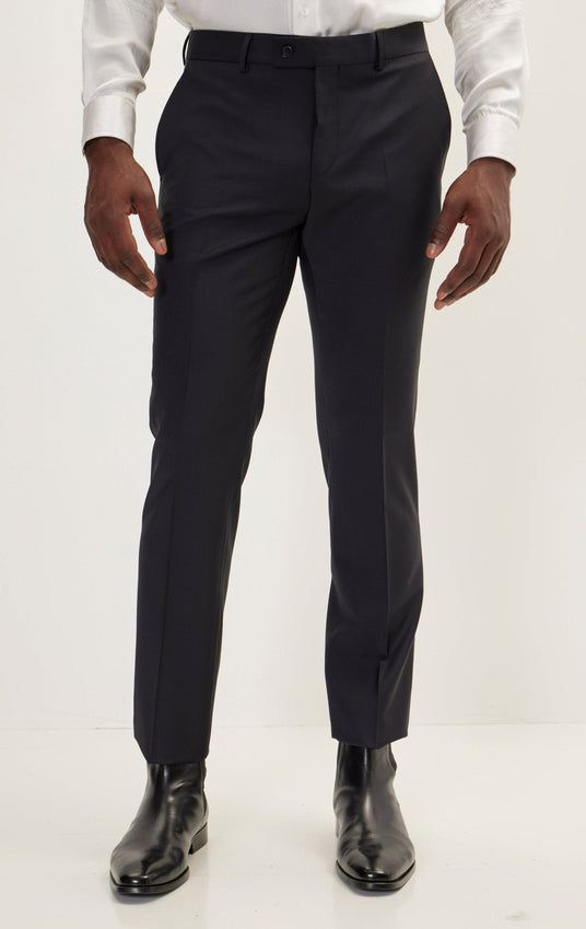 Super 120S Merino Wool Double Breasted Suit - Cobalt Black