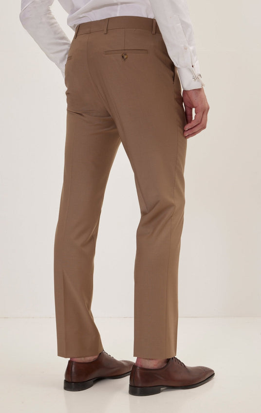 Super 120S Merino Wool Double Breasted Suit - Khaki