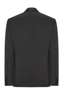 Swiss Dot Embroidery Shawl Lapel Tuxedo Jacket - Black