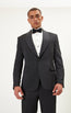 Swiss Dot Embroidery Shawl Lapel Tuxedo Jacket - Black