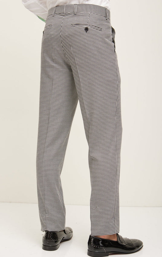 Peak Lapel Houndstooth Suit With Matching Pants
