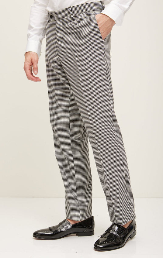 Peak Lapel Houndstooth Suit With Matching Pants
