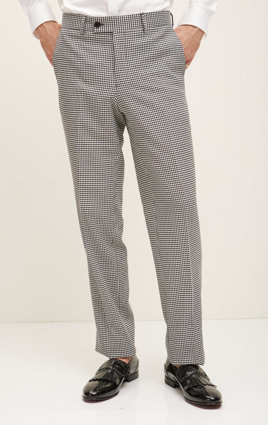 Peak Lapel Houndstooth Suit With Matching Pants