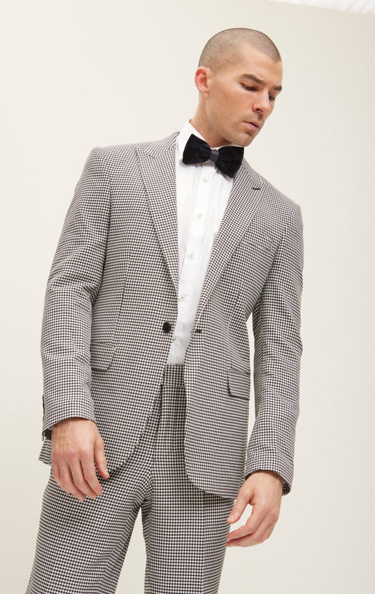 Peak Lapel Houndstooth Suit With Matching Pants