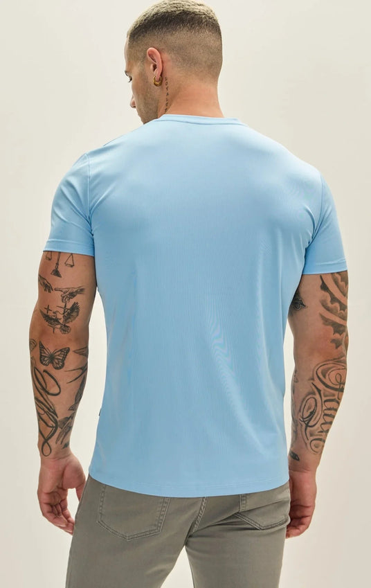 V-neck Fitted Sleeves T-shirt - Blue