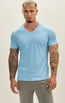 V-neck Fitted Sleeves T-shirt - Blue
