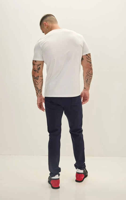 V-neck Fitted Sleeves T-shirt - Off White