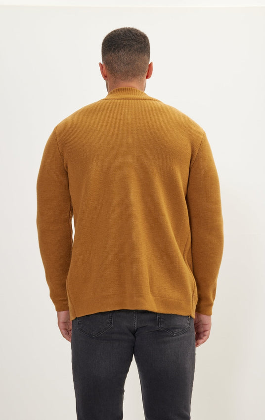 Zipper Up Cardigan - Mustard